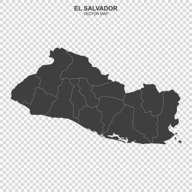 Şeffaf arkaplanda El Salvador 'un siyasi haritası