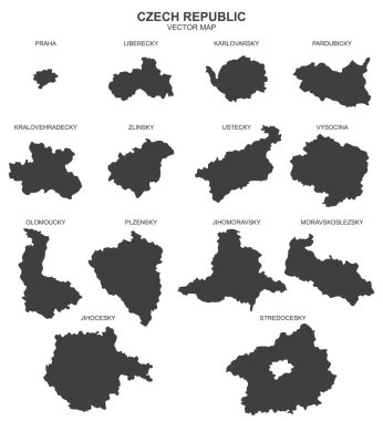 Beyaz arka planda Çek Cumhuriyeti 'nin siyasi haritası