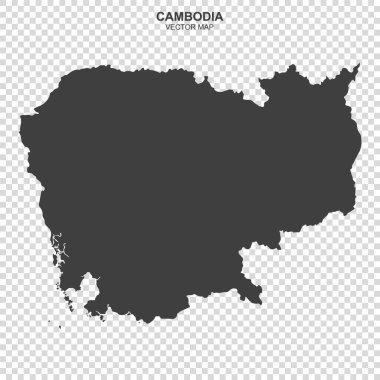 Kamboçya 'nın vektör haritası şeffaf arkaplanda izole edildi