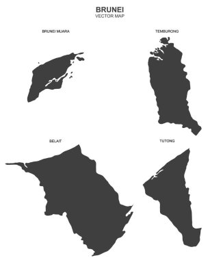 Beyaz arkaplanda Brunei 'nin siyasi haritası