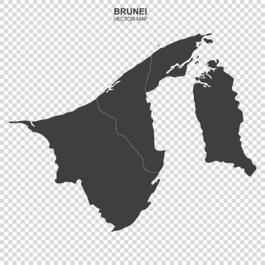 Brunei 'nin siyasi haritası şeffaf arkaplanda izole edildi