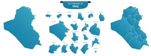 Mapas Políticos Color Azul Irak Aislados Sobre Fondo Blanco — Vector de stock