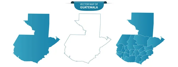 Mapas Políticos Guatemala Color Azul Aislados Sobre Fondo Blanco — Archivo Imágenes Vectoriales