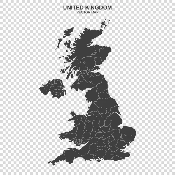Politische Landkarte Großbritanniens Isoliert Auf Transparentem Hintergrund — Stockvektor