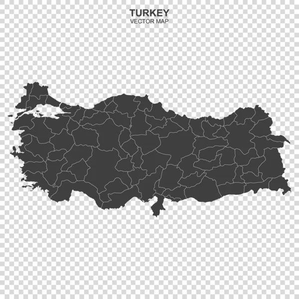 在透明背景下孤立的土耳其政治地图 — 图库矢量图片