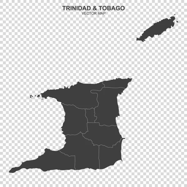 Mappa Politica Trinidad Tobago Isolata Sfondo Trasparente — Vettoriale Stock