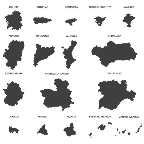 Mapa Vectorial España Con Fronteras Regiones — Vector de stock