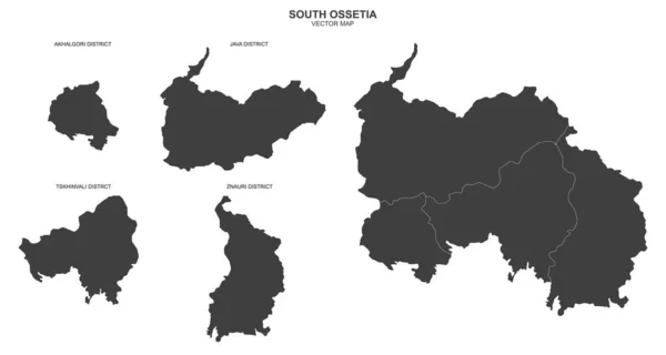 Mapa Vectorial Osetia Del Sur Sobre Fondo Blanco — Vector de stock