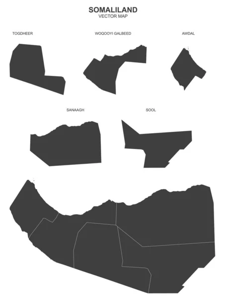 Vektorkarte Von Somaliland Auf Weißem Hintergrund — Stockvektor