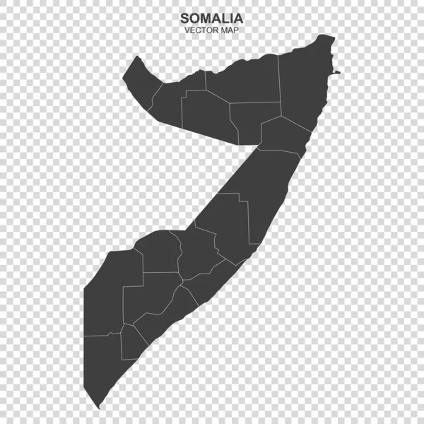 Политическая Карта Сомали Изолирована Прозрачном Фоне — стоковый вектор