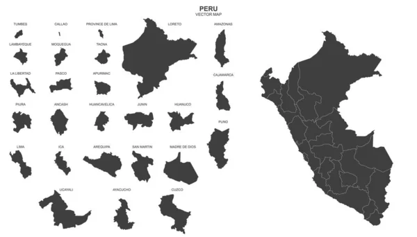 Politische Karte Von Peru Isoliert Auf Weißem Hintergrund — Stockvektor