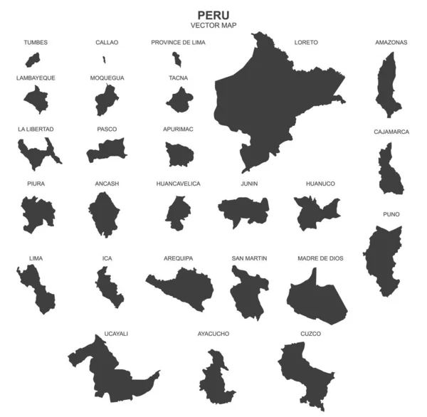 Mapa Político Perú Aislado Sobre Fondo Blanco — Vector de stock