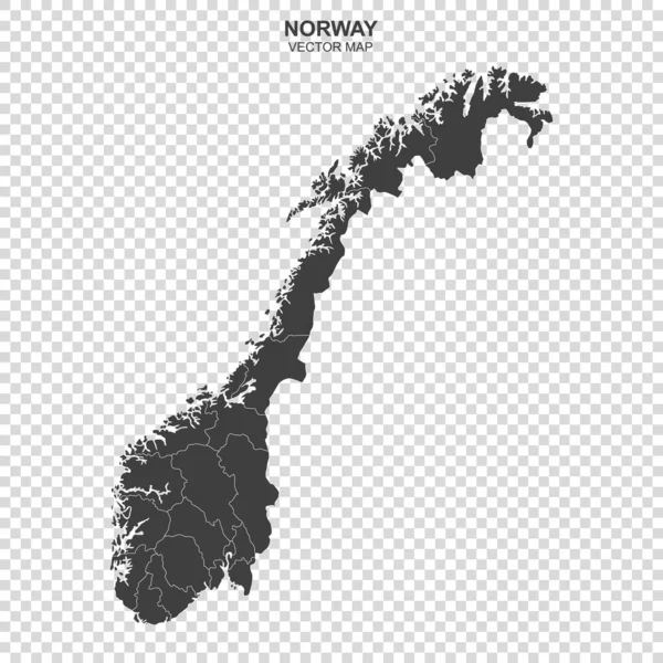 Mapa Político Noruega Aislado Sobre Fondo Transparente — Vector de stock