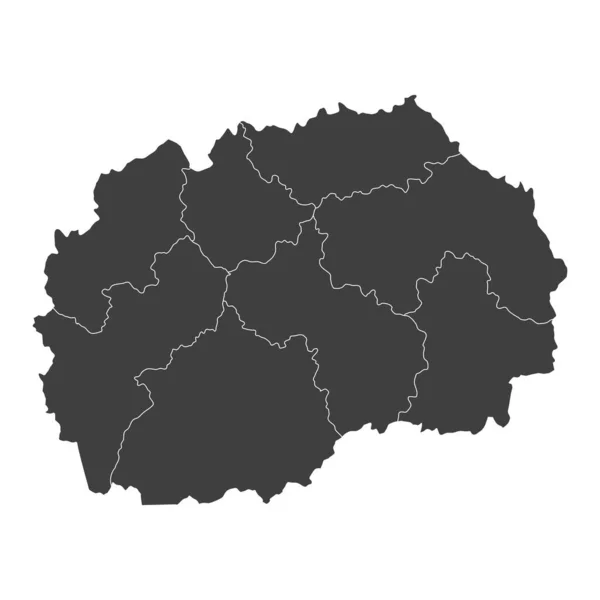 Carte Vectorielle Macédonie Septentrionale Avec Frontières Des Régions — Image vectorielle