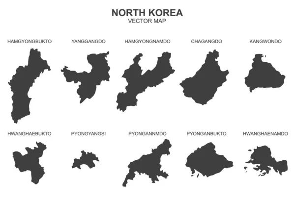 Mapa Vectorial Corea Del Norte Sobre Fondo Blanco — Vector de stock