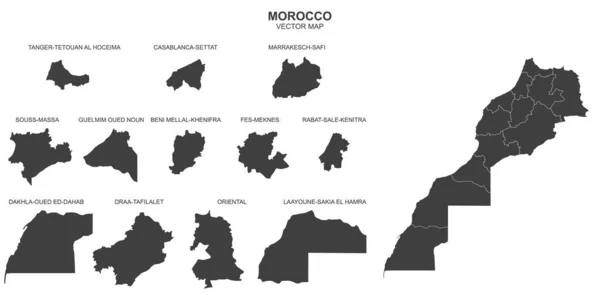 Politische Landkarte Marokkos Isoliert Auf Weißem Hintergrund — Stockvektor