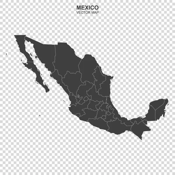 透明性のある背景に孤立したメキシコの政治地図 — ストックベクタ