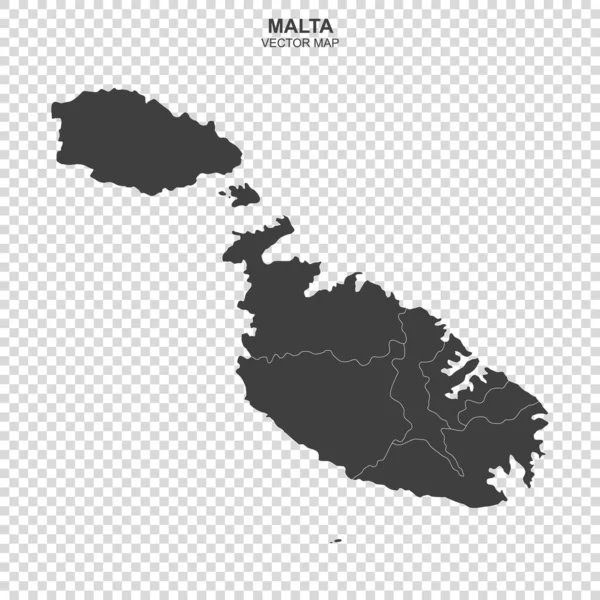 Politisk Karta Över Malta Isolerad Mot Öppen Bakgrund — Stock vektor