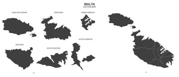 Mapa Político Malta Aislado Sobre Fondo Blanco — Vector de stock