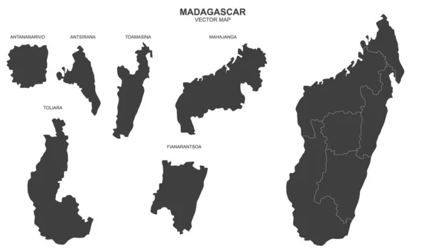 Politische Landkarte Madagaskars Isoliert Auf Transparentem Hintergrund — Stockvektor