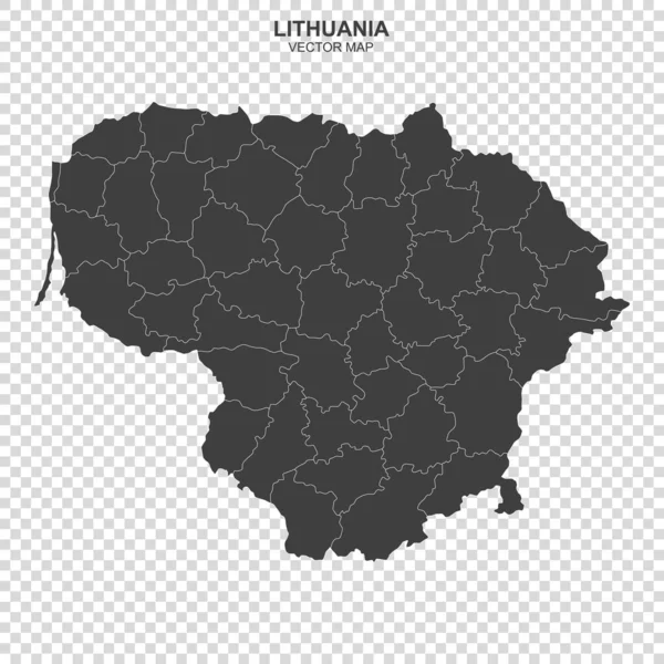 Politische Landkarte Litauens Isoliert Auf Transparentem Hintergrund — Stockvektor