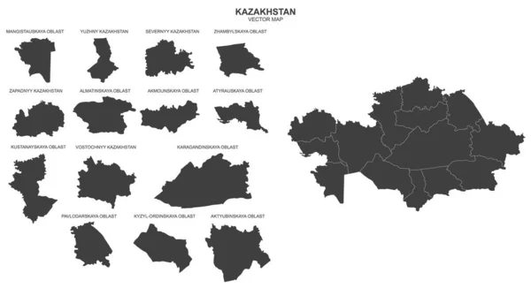 Politische Karte Von Kasachstan Isoliert Auf Transparentem Hintergrund — Stockvektor