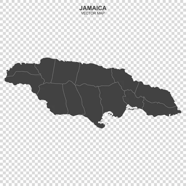 在透明背景下孤立的牙买加政治地图 — 图库矢量图片