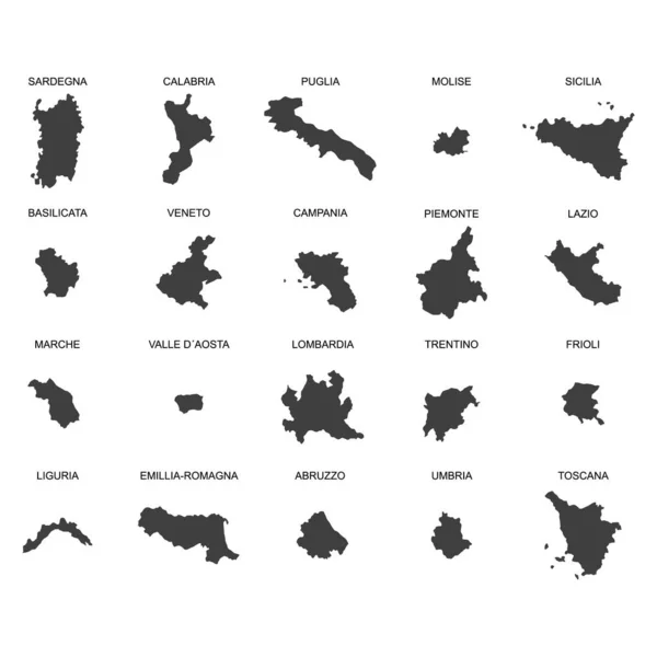 Mappa Vettoriale Dell Italia Con Confini Delle Regioni — Vettoriale Stock