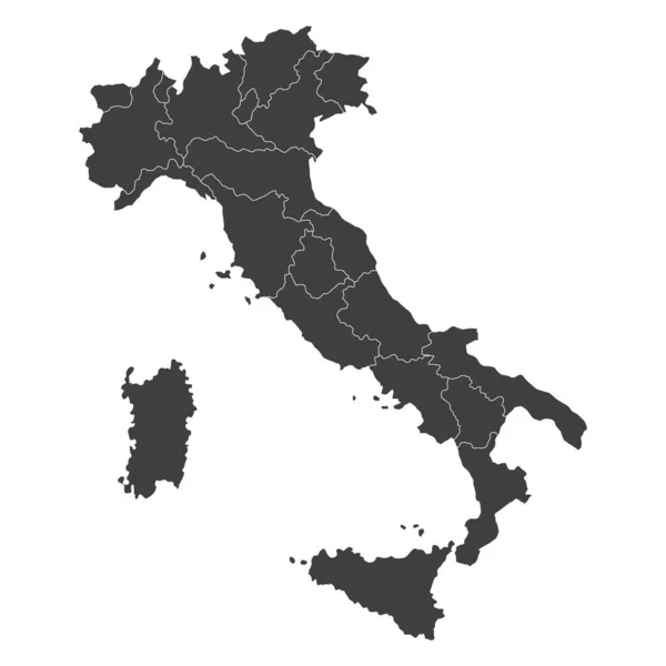 Carte Vectorielle Italie Avec Les Frontières Des Régions — Image vectorielle