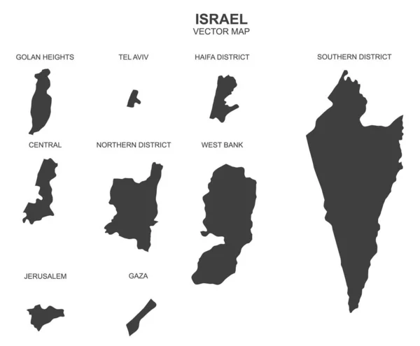 透明性のある背景で孤立したイスラエルの政治地図 — ストックベクタ