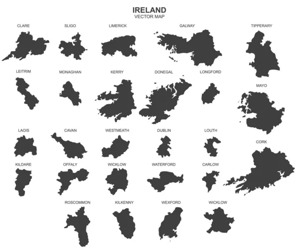 Mapa Político Irlanda Aislado Sobre Fondo Blanco — Vector de stock