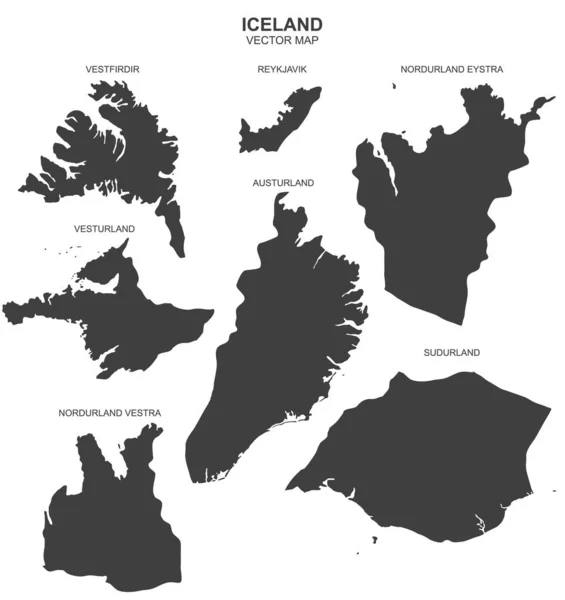 Izland Vektortérképe Fehér Alapon — Stock Vector