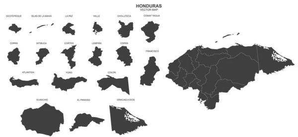 Politische Landkarte Von Honduras Auf Weißem Hintergrund — Stockvektor