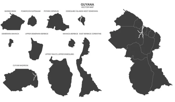 Mappa Della Guyana Isolata Sfondo Trasparente — Vettoriale Stock