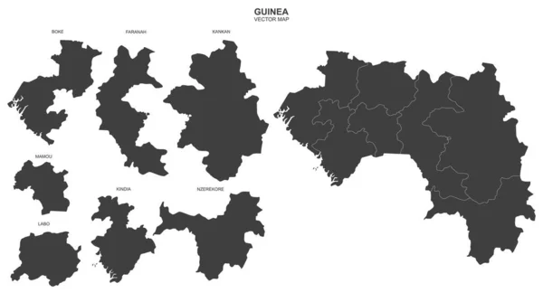 Mapa Polityczna Gwinei Białym Tle — Wektor stockowy