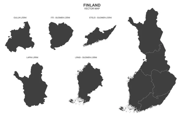 Mapa Vectorial Finlandia Sobre Fondo Transparente — Vector de stock