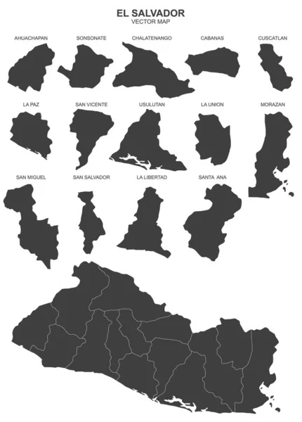 エルサルバドルの白い背景の政治地図 — ストックベクタ