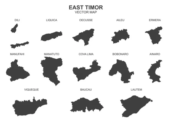 Mapa Político Vectorial East Timor Sobre Fondo Transparente — Vector de stock