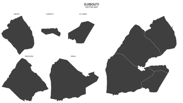 Wektorowa Mapa Polityczna Dżibuti Białym Tle — Wektor stockowy