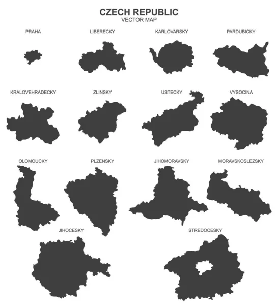 Politisk Karta Över Tjeckien Vit Bakgrund — Stock vektor