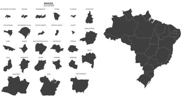 ブラジルの政治地図を白を背景に — ストックベクタ