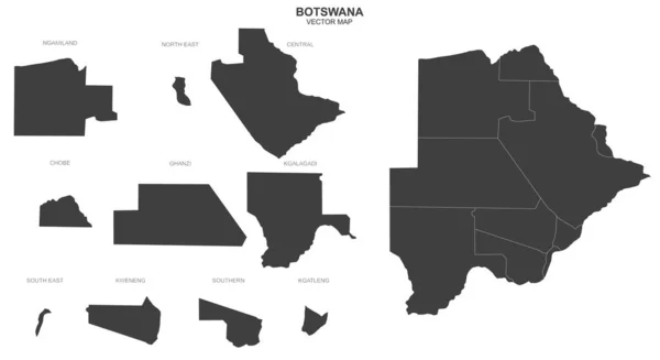 Politische Karte Von Botswana Auf Weißem Hintergrund — Stockvektor