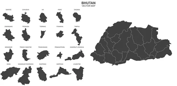 Vektorkarte Von Bhutan Mit Weißem Hintergrund — Stockvektor
