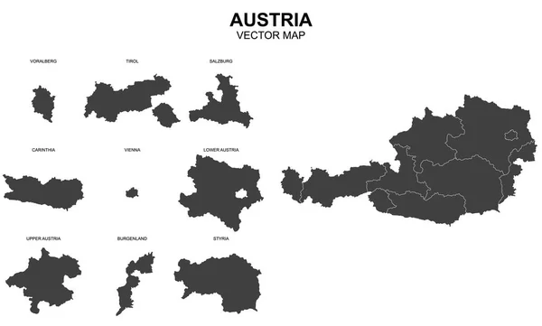Vektorkarta Över Österrike Vit Bakgrund — Stock vektor