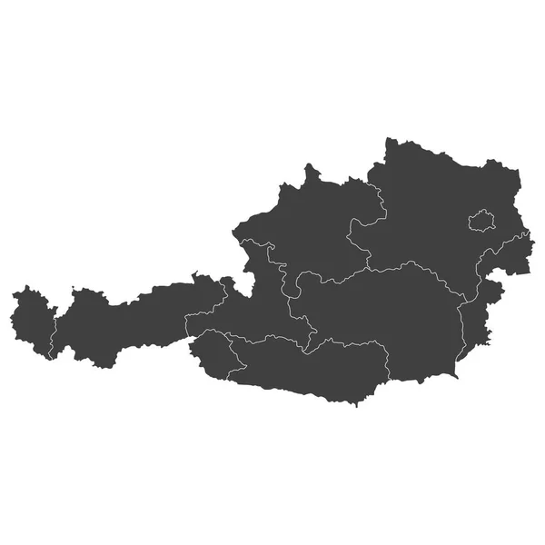 Avusturya Nın Beyaz Zemin Üzerindeki Vektör Haritası — Stok Vektör