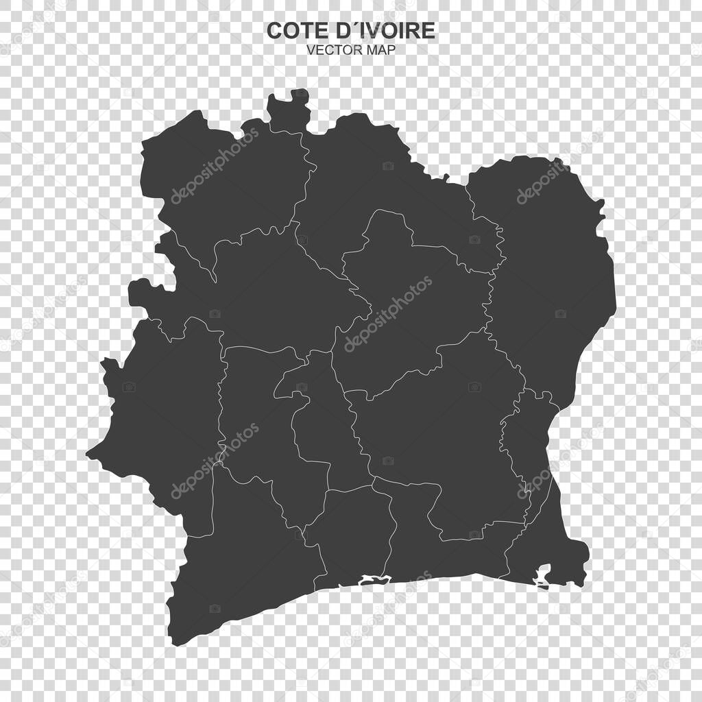 political map of Cote Divoire isolated on transparent background