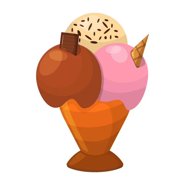 Icono Dibujos Animados Helado Verano Sundae Logo Etiqueta Para Tienda — Vector de stock