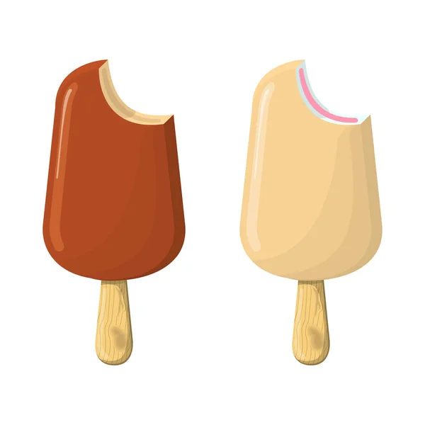 Conjunto Ice Cream Cartoon Icon Summer Sundae Logo Label Ice — Vetor de Stock