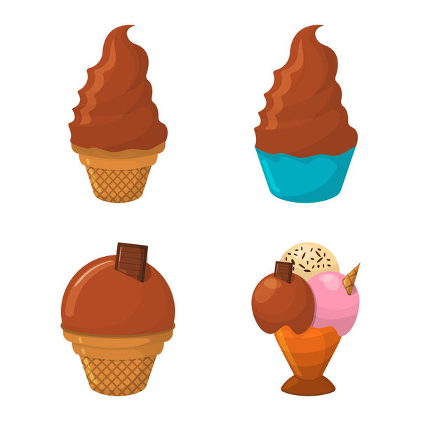 Набор иконы карикатуры на мороженое. Логотип Summer Sundae и этикетка для магазина мороженого. Векторная миграция
.