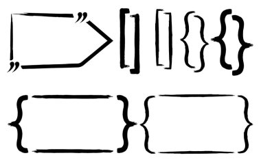 Alıntı boş simge ve etiket kümesi. Not, mesaj, yorum için şablon. Vektör çizim.